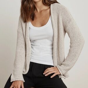 Velvet by Graham & Spencer Textured Yarn Cardigan Sweater - Cream